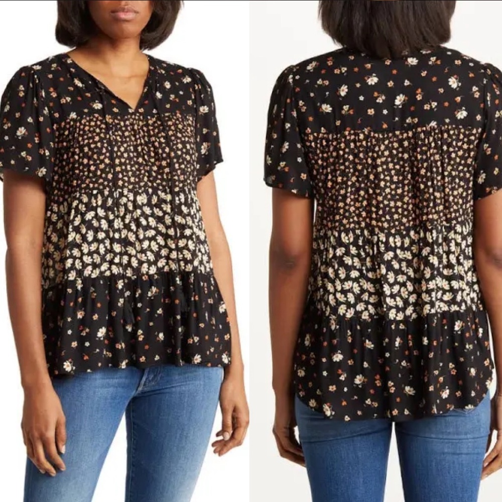 Small Womens Blouse Patchwork Spring Floral DR2 Daniel Rainn